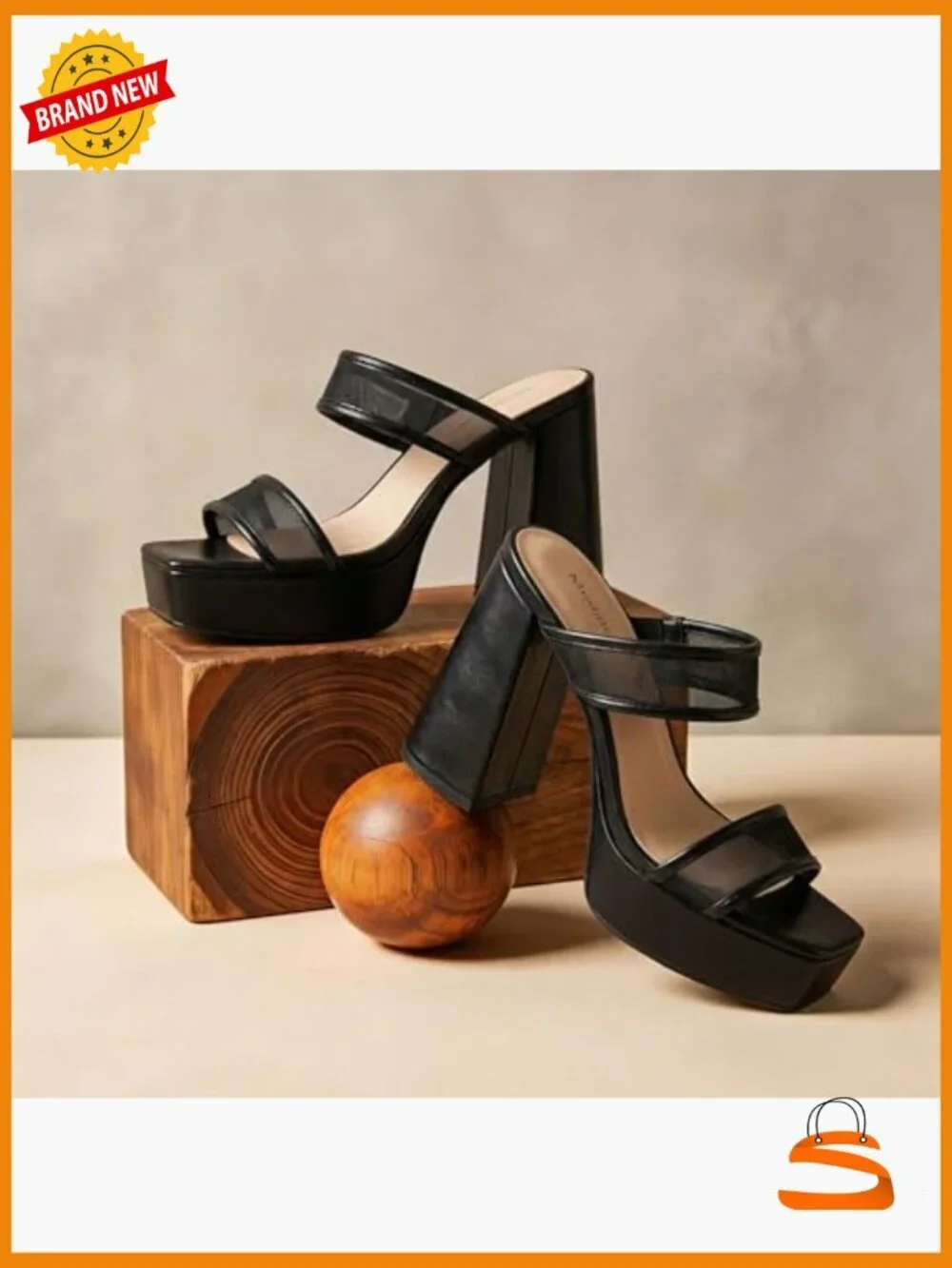 Chunky Platform Heels Square Open Toe Two Strap Slip On Sandals Dress Shoes